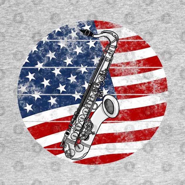 Saxophone USA Flag Saxophonist Musician 4th July by doodlerob